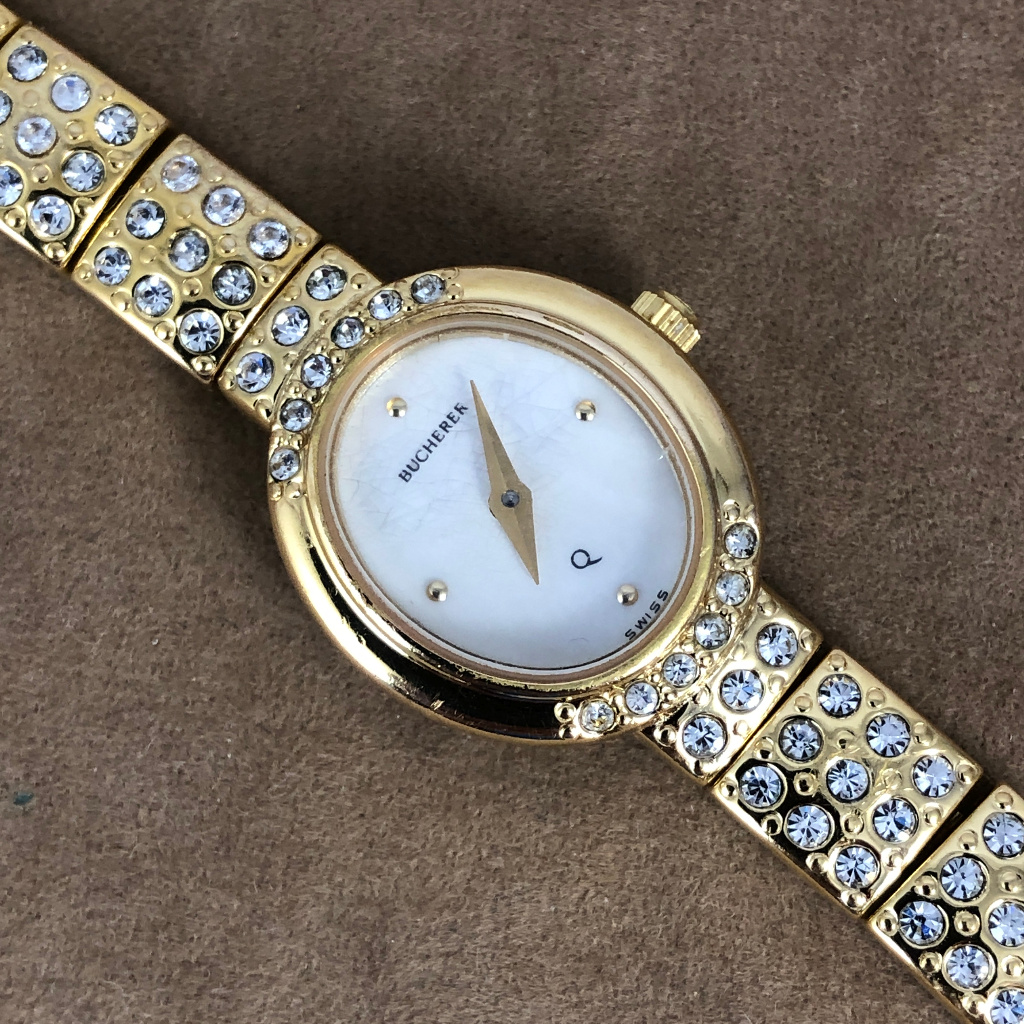 Elegant Vintage Bucherer Swiss Watch With Crystals